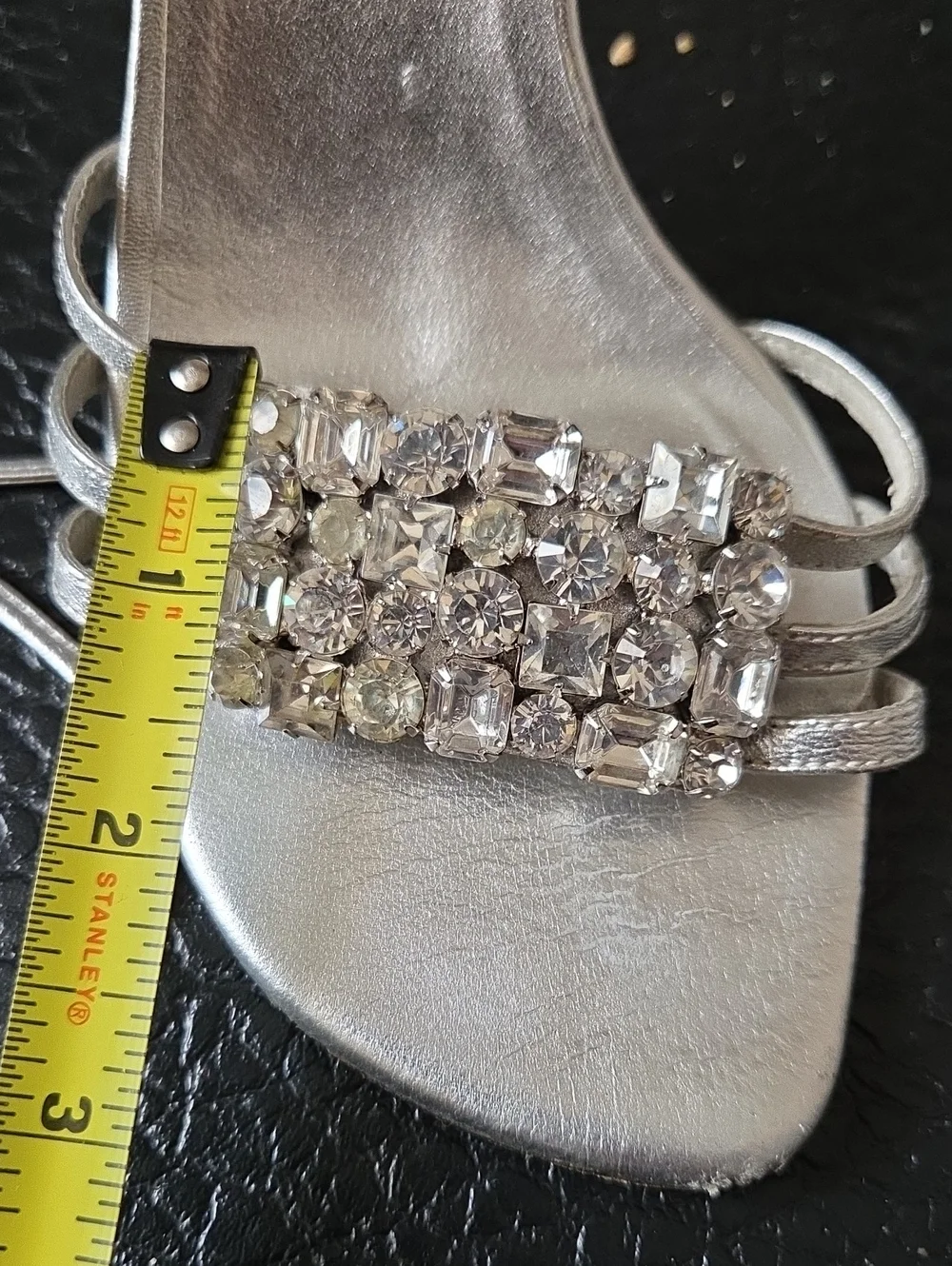 Stuart Weitzman Silver Crystal-Strap Ankle-Tie Heels